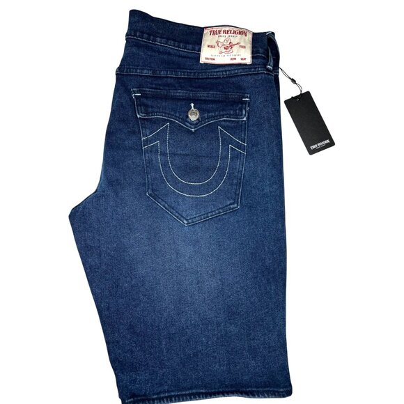 True Religion Mens Ricky Relaxed Straight Denim Shorts Dark Lagoon Wash Size 40 - Picture 8 of 16